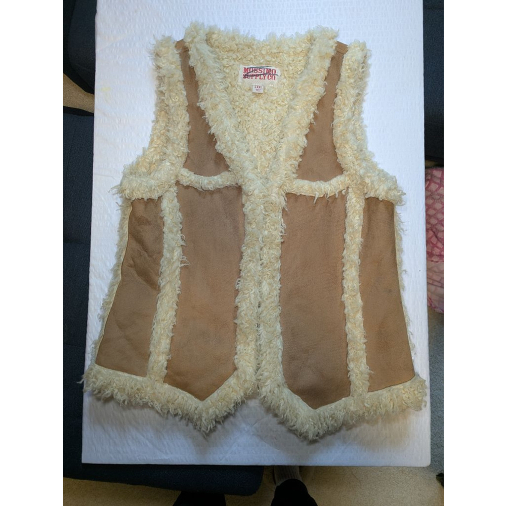 Faux Shearling and Suede Vest 70s‎ Look Size XXL women's